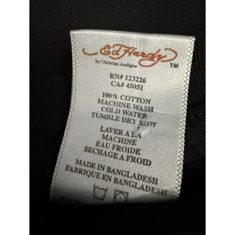 Y2K Ed Hardy Christian Audigier Tiger Graphic Long Sleeve Hollywood Youth Small